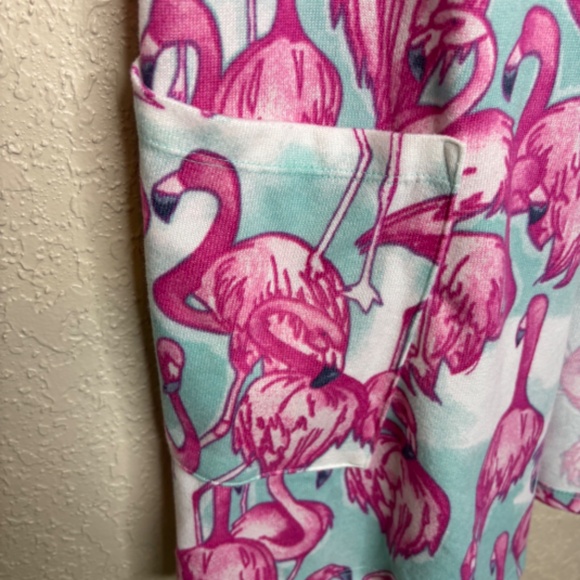 LuLaRoe Pink Flamingo Open Front Caroline Cardigan Sweater Women's Size XS - Picture 6 of 11